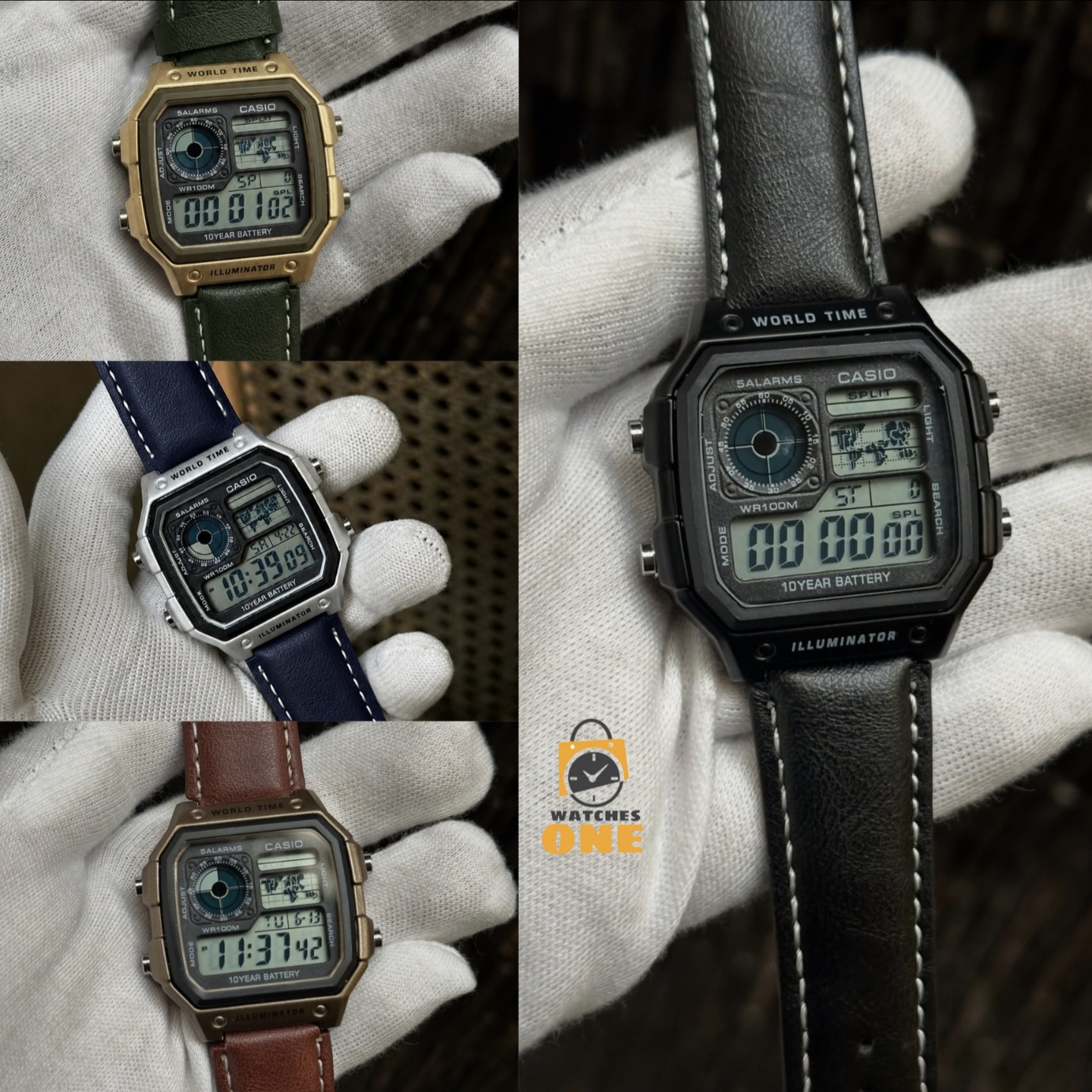 ساعة كاسيو رويال (Casio AE-1200) – لون اسود وازرق واخضر وهافان