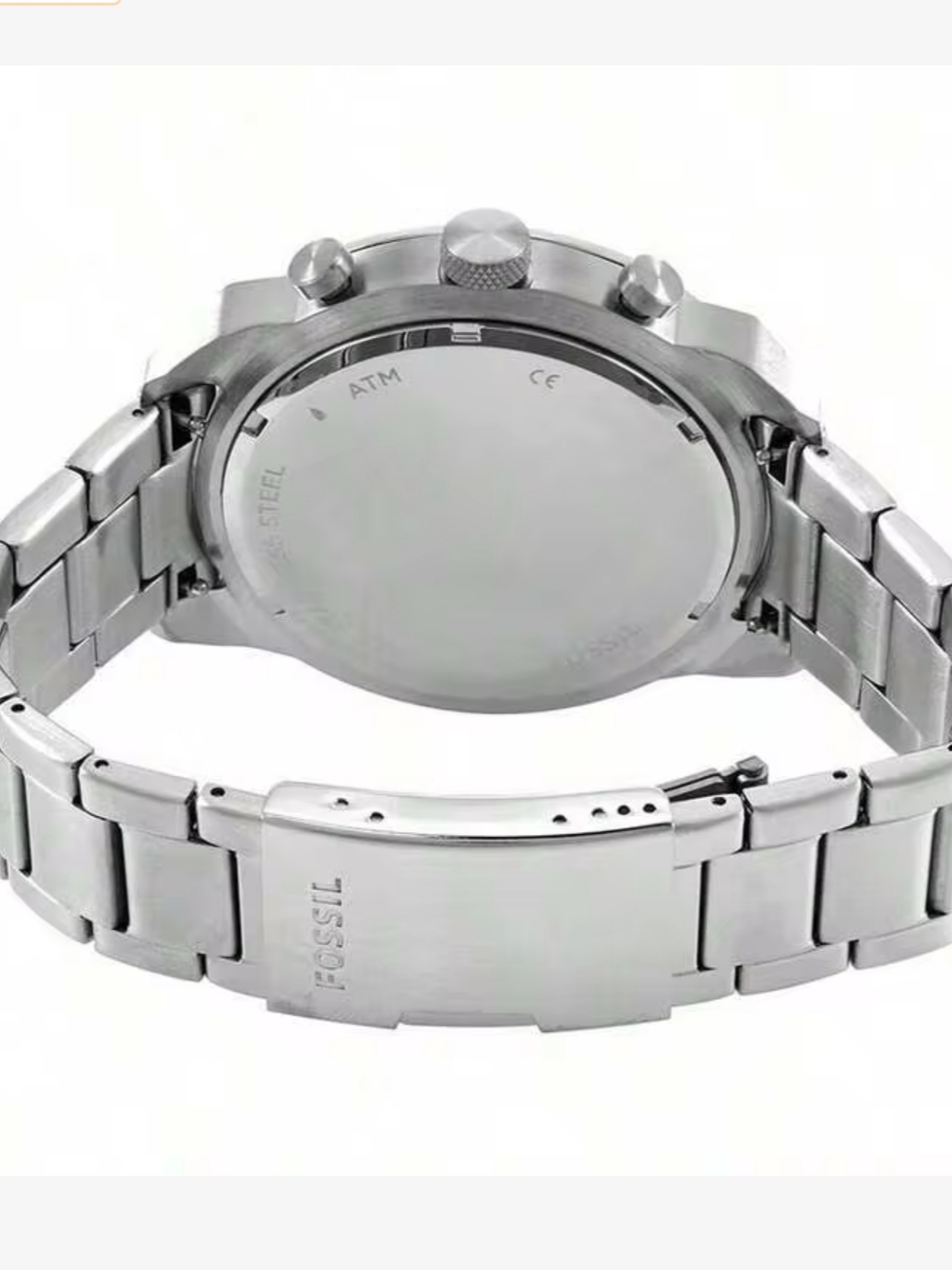 ساعة Fossil 42mm Chronograph Watch – Metal Bracelet لون ابيض واسود واخضر